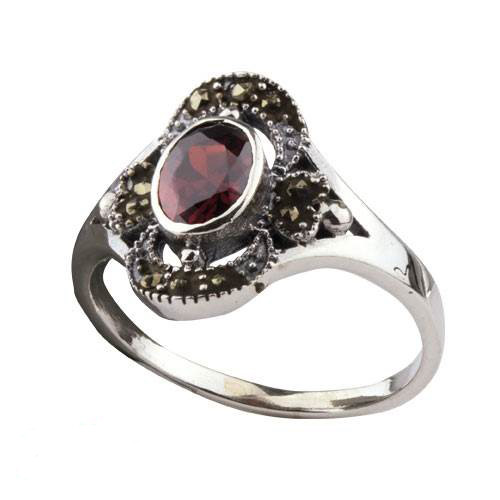 Ring 'Red Marcasite' mit Zirkonia - vergleichen und g&uuml;nstig kaufen
